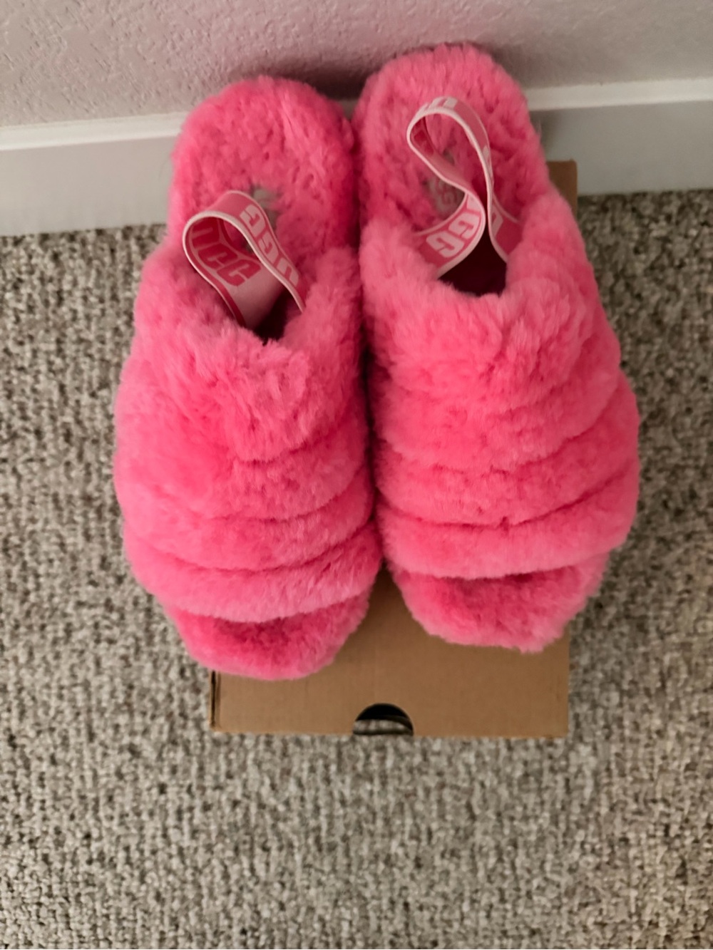 UGG Bright Pink Fluff Yeah Slide Slippers